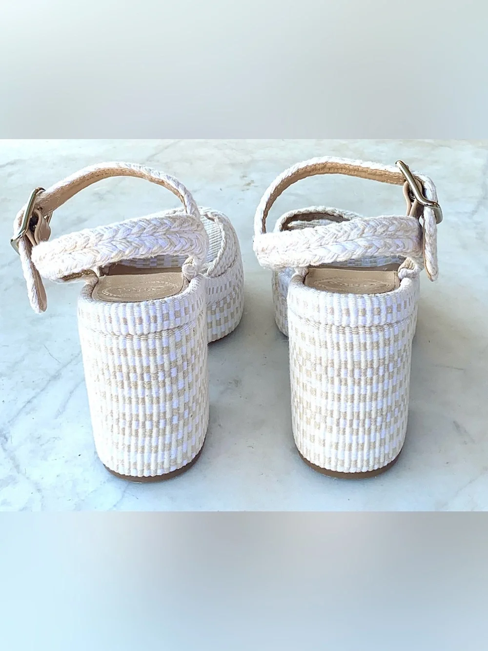 Chloé ODINA Cream Braided COTTON Platform Sandals SZ 36 EGGSHELL